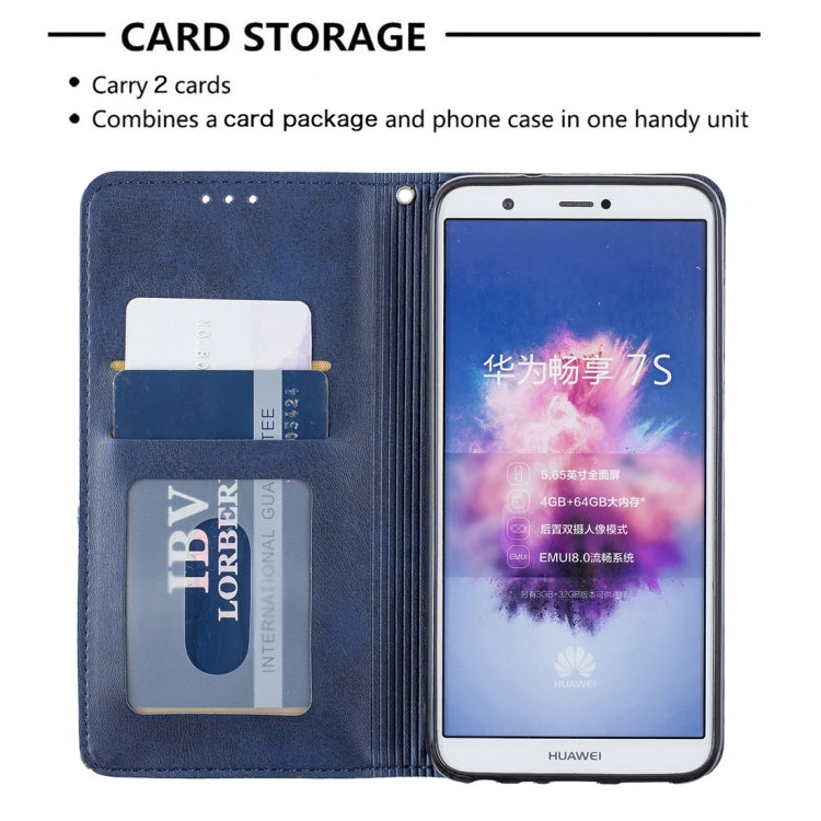 Rhombus Texture Horizontal Flip Magnetic Leather Case with Holder & Card Slots For Huawei P Smart (Enjoy 7S)
