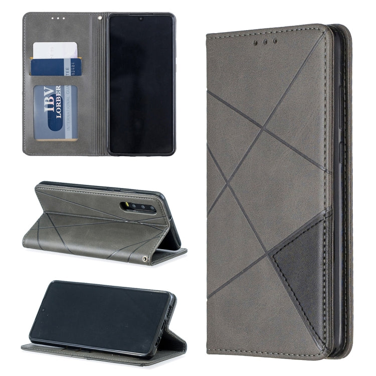 Rhombus Texture Horizontal Flip Magnetic Leather Case with Holder & Card Slots For Huawei P30
