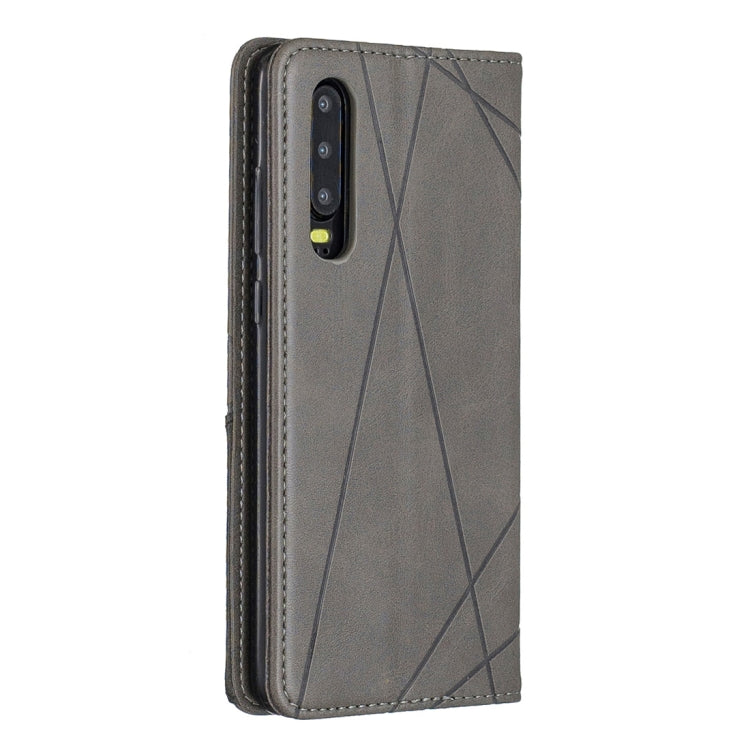 Rhombus Texture Horizontal Flip Magnetic Leather Case with Holder & Card Slots For Huawei P30