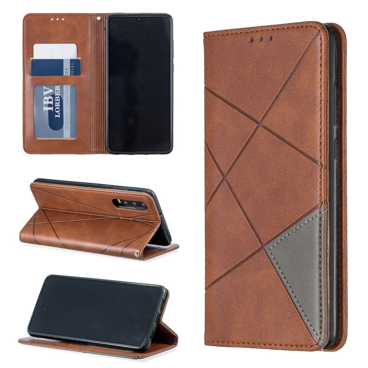 Rhombus Texture Horizontal Flip Magnetic Leather Case with Holder & Card Slots For Huawei P30