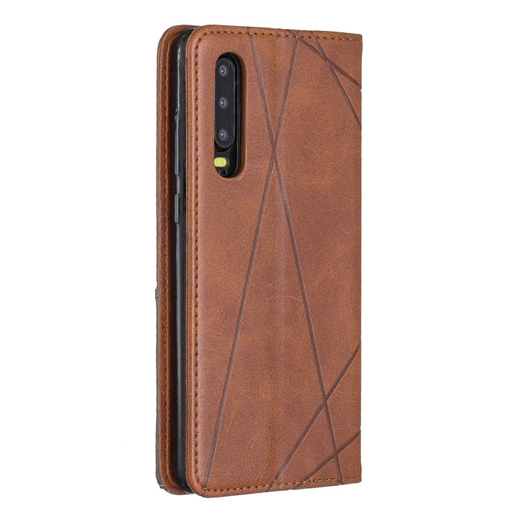 Rhombus Texture Horizontal Flip Magnetic Leather Case with Holder & Card Slots For Huawei P30