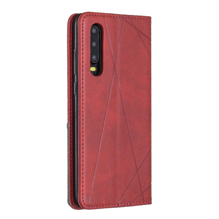 Rhombus Texture Horizontal Flip Magnetic Leather Case with Holder & Card Slots For Huawei P30