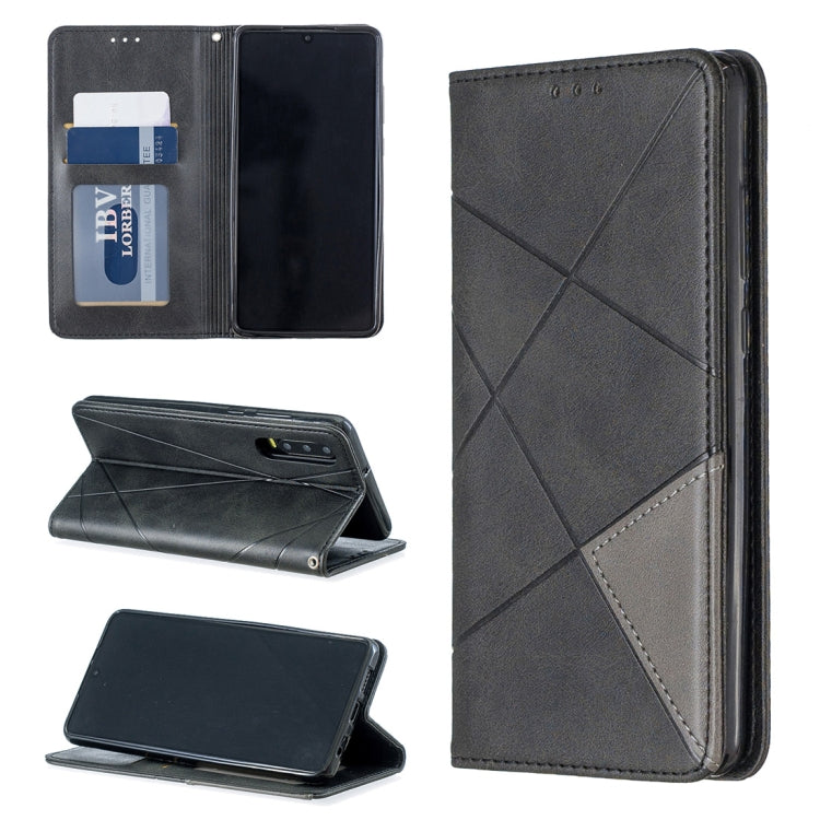 Rhombus Texture Horizontal Flip Magnetic Leather Case with Holder & Card Slots For Huawei P30