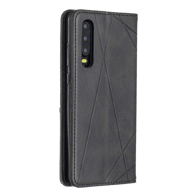 Rhombus Texture Horizontal Flip Magnetic Leather Case with Holder & Card Slots For Huawei P30