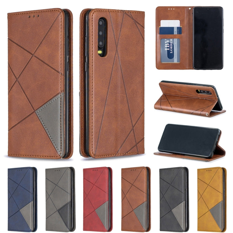 Rhombus Texture Horizontal Flip Magnetic Leather Case with Holder & Card Slots For Huawei P30