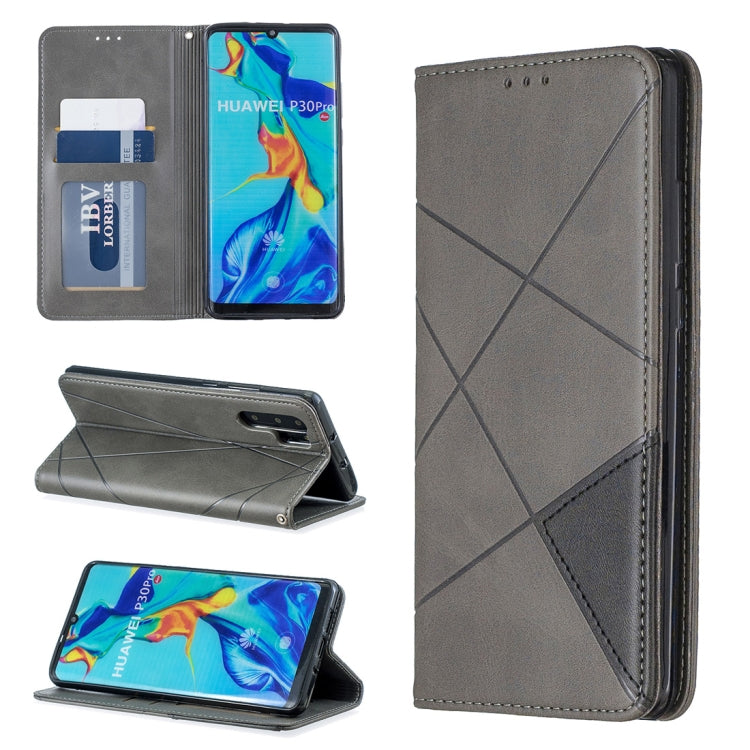 Rhombus Texture Horizontal Flip Magnetic Leather Case with Holder & Card Slots For Huawei P30 Pro