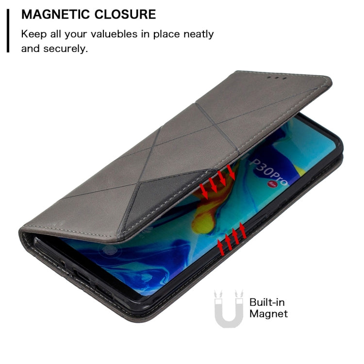 Rhombus Texture Horizontal Flip Magnetic Leather Case with Holder & Card Slots For Huawei P30 Pro