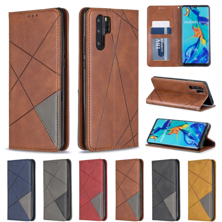 Rhombus Texture Horizontal Flip Magnetic Leather Case with Holder & Card Slots For Huawei P30 Pro
