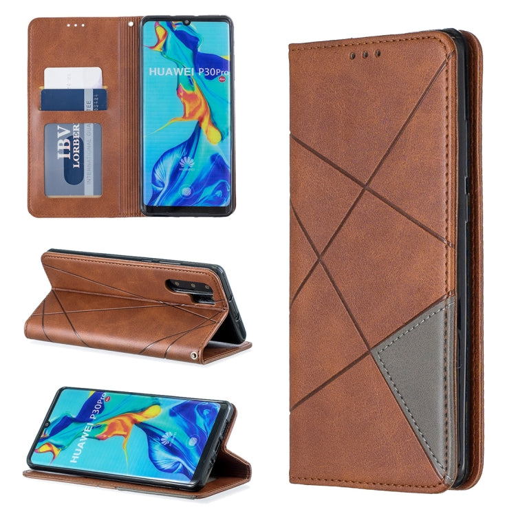 Rhombus Texture Horizontal Flip Magnetic Leather Case with Holder & Card Slots For Huawei P30 Pro