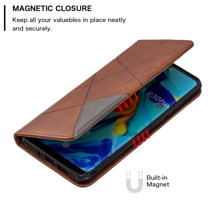 Rhombus Texture Horizontal Flip Magnetic Leather Case with Holder & Card Slots For Huawei P30 Pro