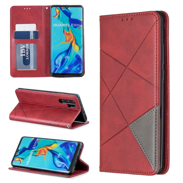 Rhombus Texture Horizontal Flip Magnetic Leather Case with Holder & Card Slots For Huawei P30 Pro