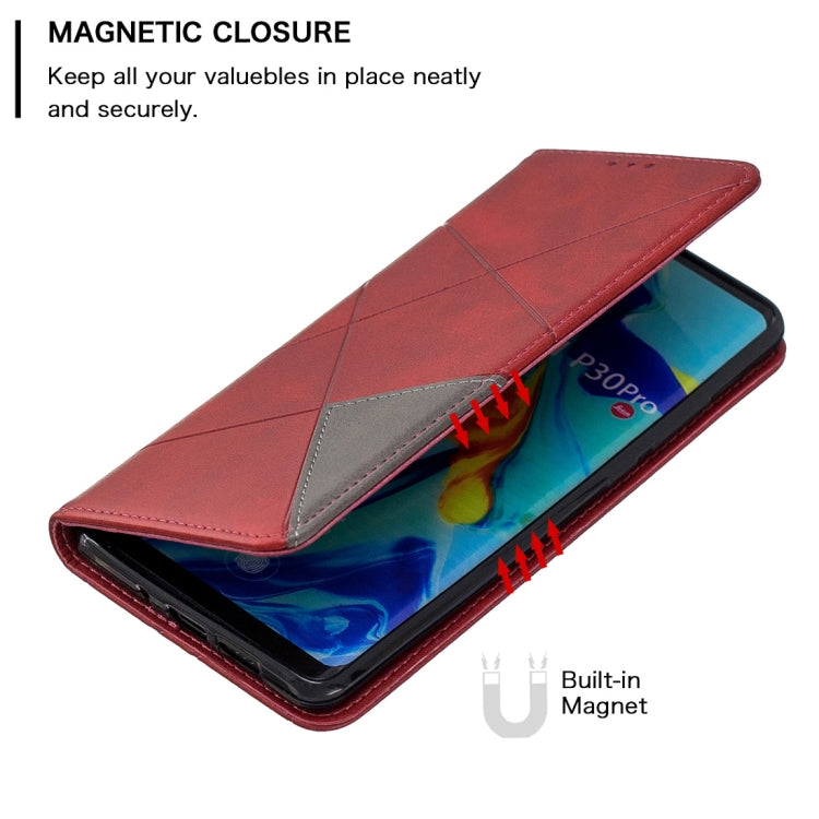 Rhombus Texture Horizontal Flip Magnetic Leather Case with Holder & Card Slots For Huawei P30 Pro