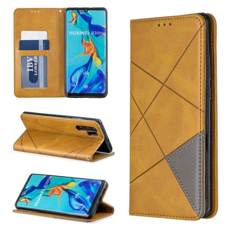 Rhombus Texture Horizontal Flip Magnetic Leather Case with Holder & Card Slots For Huawei P30 Pro