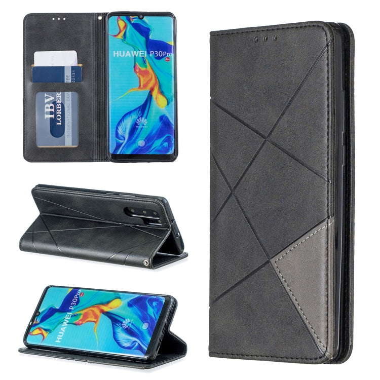 Rhombus Texture Horizontal Flip Magnetic Leather Case with Holder & Card Slots For Huawei P30 Pro