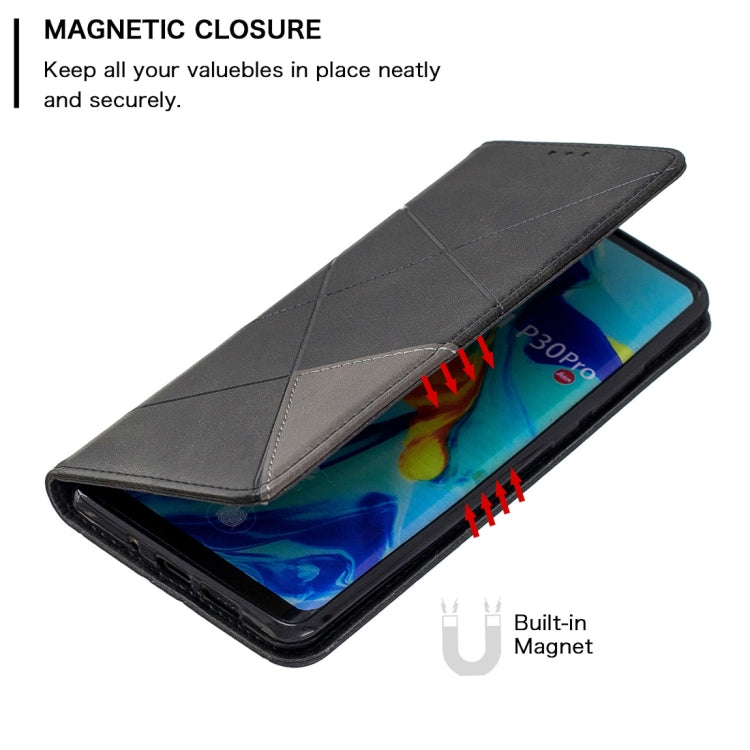 Rhombus Texture Horizontal Flip Magnetic Leather Case with Holder & Card Slots For Huawei P30 Pro