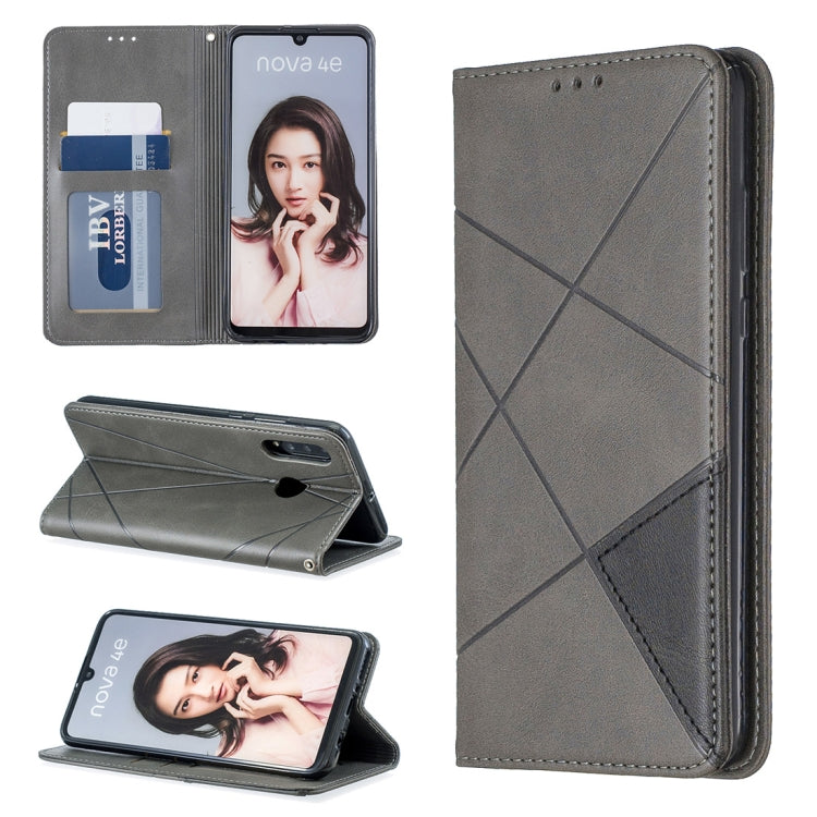 Rhombus Texture Horizontal Flip Magnetic Leather Case with Holder & Card Slots For Huawei P30 lite / nova 4e