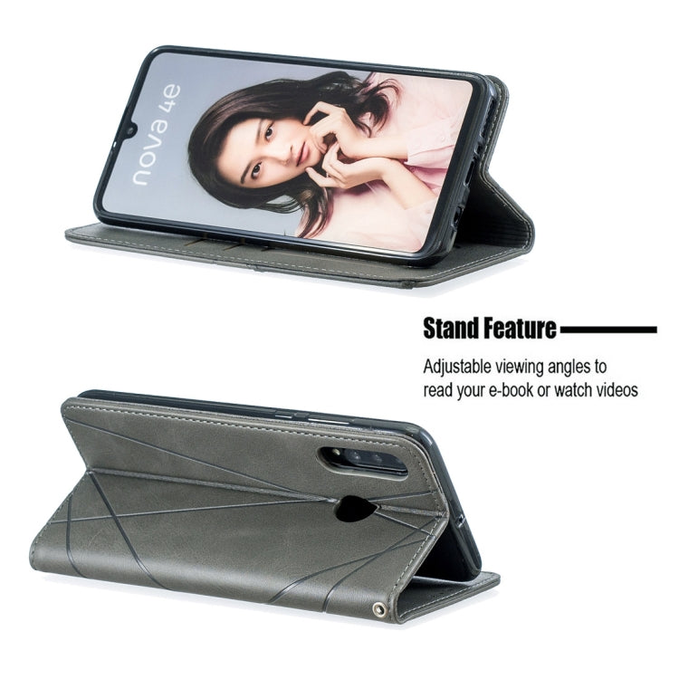 Rhombus Texture Horizontal Flip Magnetic Leather Case with Holder & Card Slots For Huawei P30 lite / nova 4e