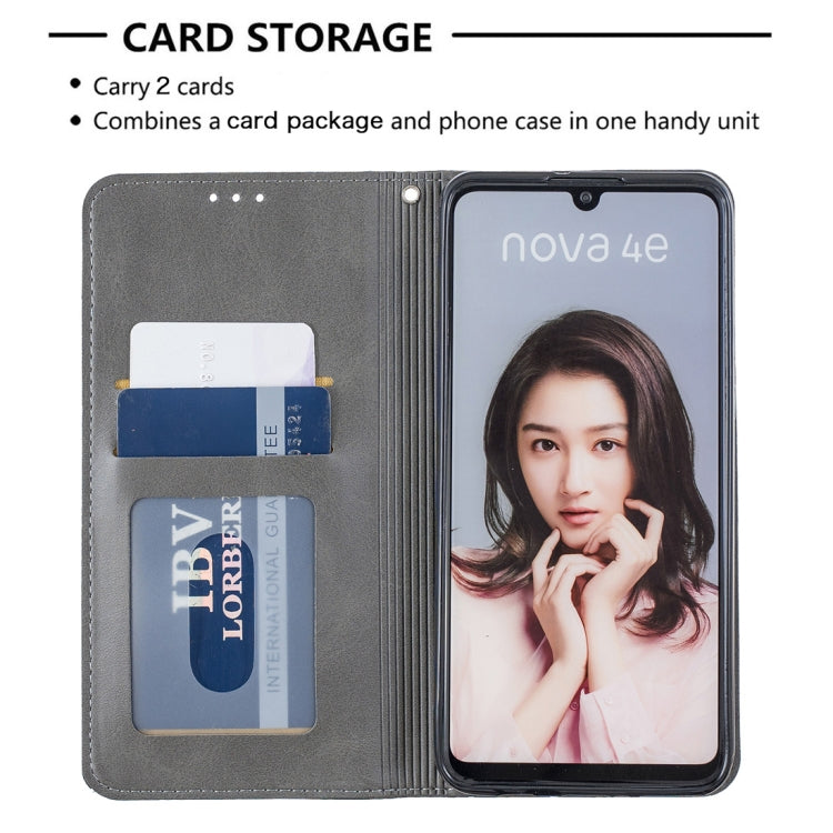 Rhombus Texture Horizontal Flip Magnetic Leather Case with Holder & Card Slots For Huawei P30 lite / nova 4e