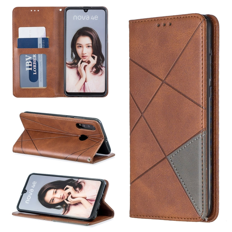 Rhombus Texture Horizontal Flip Magnetic Leather Case with Holder & Card Slots For Huawei P30 lite / nova 4e