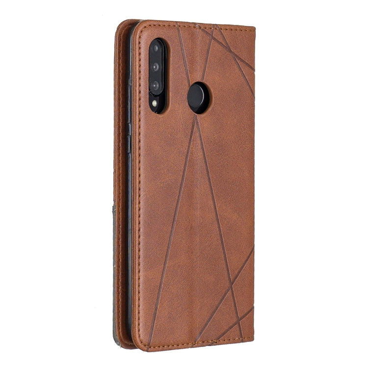 Rhombus Texture Horizontal Flip Magnetic Leather Case with Holder & Card Slots For Huawei P30 lite / nova 4e