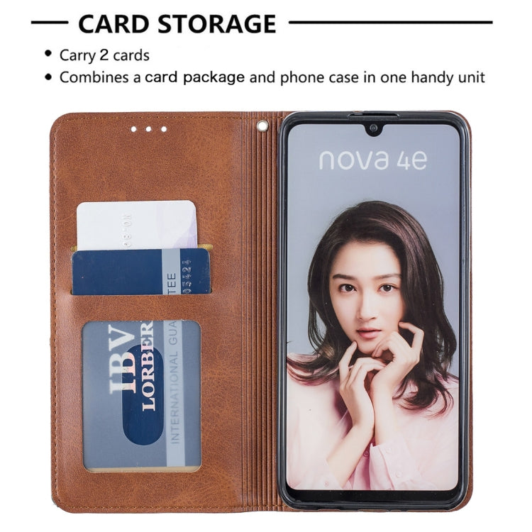 Rhombus Texture Horizontal Flip Magnetic Leather Case with Holder & Card Slots For Huawei P30 lite / nova 4e