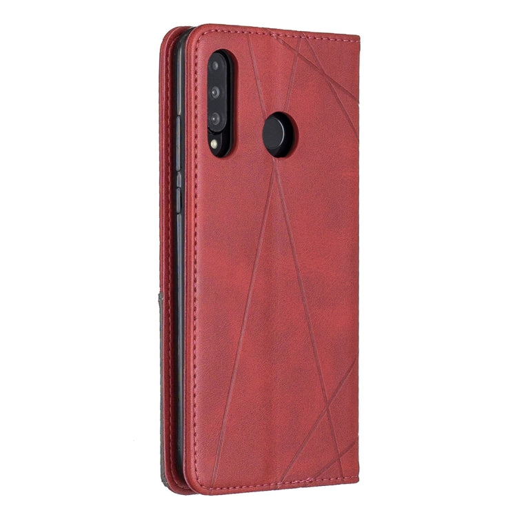 Rhombus Texture Horizontal Flip Magnetic Leather Case with Holder & Card Slots For Huawei P30 lite / nova 4e