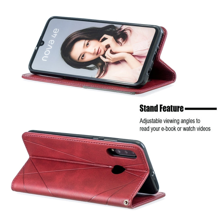 Rhombus Texture Horizontal Flip Magnetic Leather Case with Holder & Card Slots For Huawei P30 lite / nova 4e