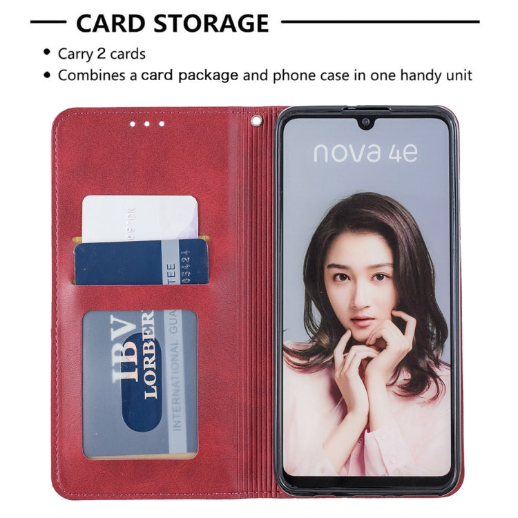 Rhombus Texture Horizontal Flip Magnetic Leather Case with Holder & Card Slots For Huawei P30 lite / nova 4e