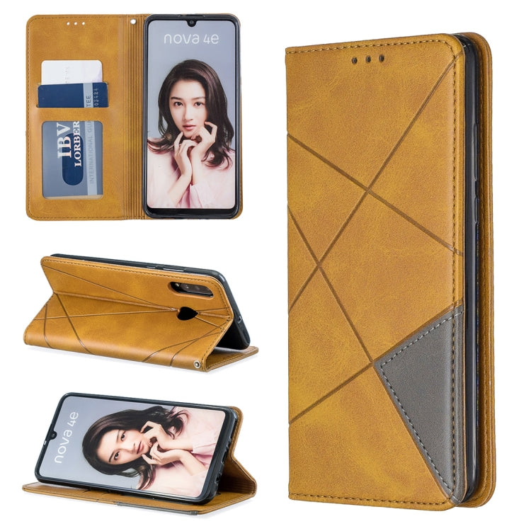 Rhombus Texture Horizontal Flip Magnetic Leather Case with Holder & Card Slots For Huawei P30 lite / nova 4e