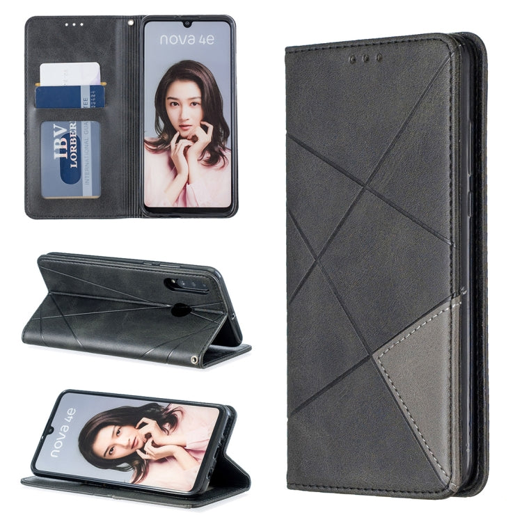 Rhombus Texture Horizontal Flip Magnetic Leather Case with Holder & Card Slots For Huawei P30 lite / nova 4e