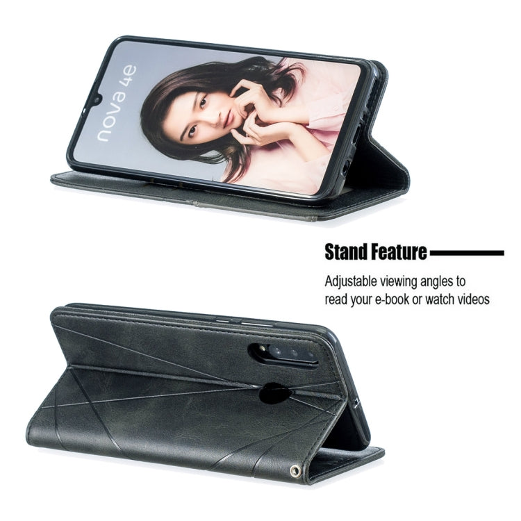 Rhombus Texture Horizontal Flip Magnetic Leather Case with Holder & Card Slots For Huawei P30 lite / nova 4e