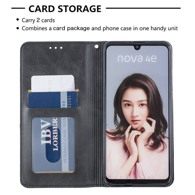 Rhombus Texture Horizontal Flip Magnetic Leather Case with Holder & Card Slots For Huawei P30 lite / nova 4e