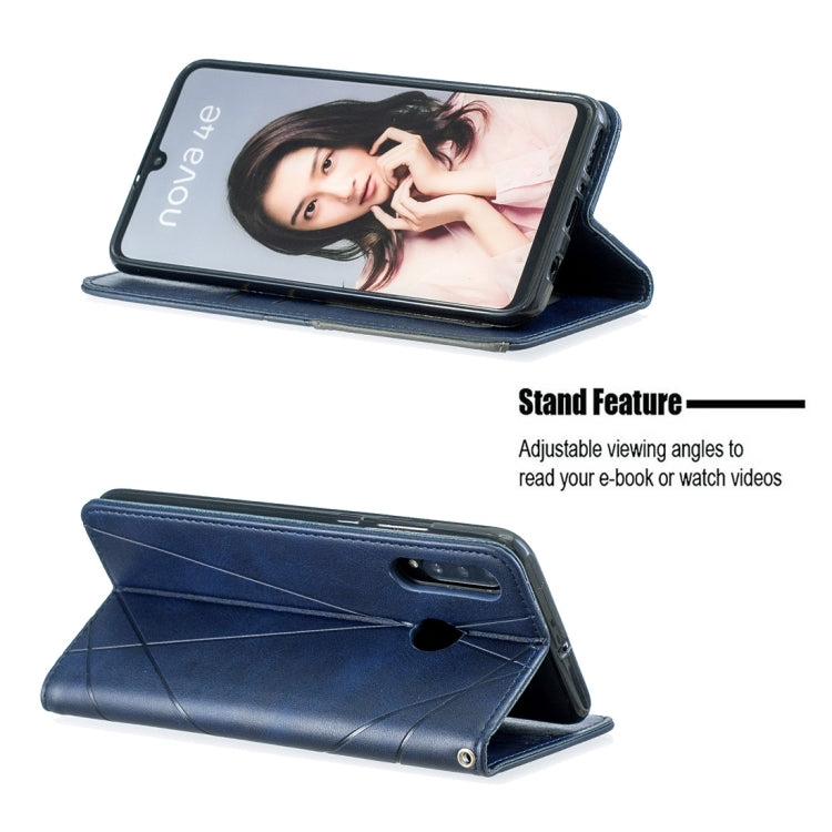 Rhombus Texture Horizontal Flip Magnetic Leather Case with Holder & Card Slots For Huawei P30 lite / nova 4e