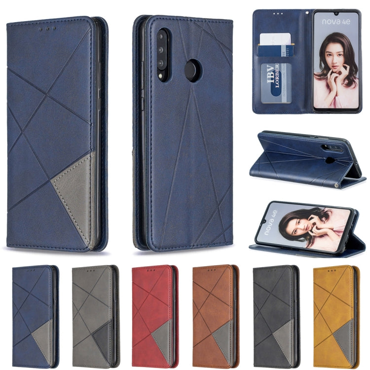 Rhombus Texture Horizontal Flip Magnetic Leather Case with Holder & Card Slots For Huawei P30 lite / nova 4e