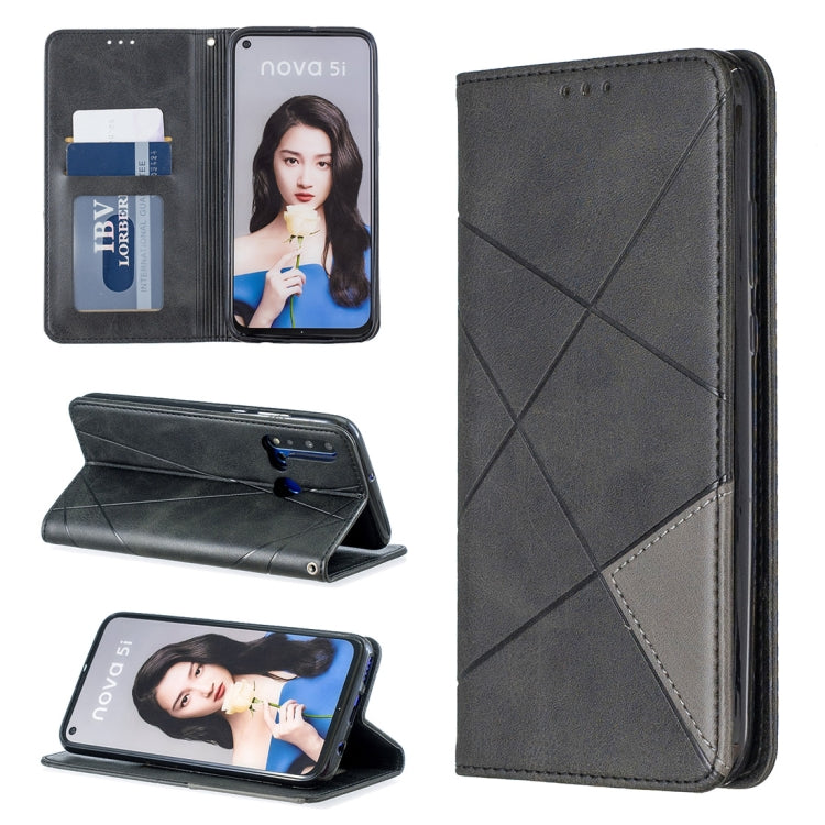 Rhombus Texture Horizontal Flip Magnetic Leather Case with Holder & Card Slots For Huawei P20 lite (2019) / nova 5i