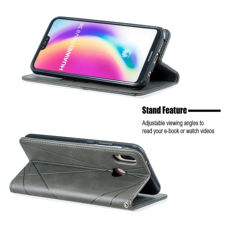 Rhombus Texture Horizontal Flip Magnetic Leather Case with Holder & Card Slots For Huawei P20 lite / nova 3e