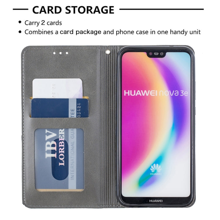 Rhombus Texture Horizontal Flip Magnetic Leather Case with Holder & Card Slots For Huawei P20 lite / nova 3e