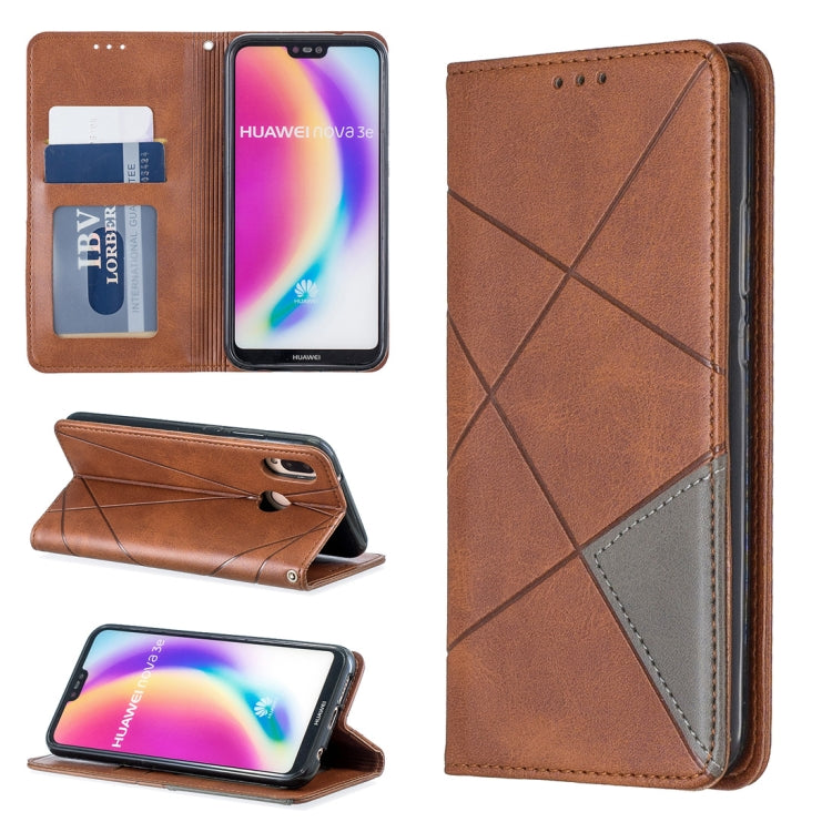 Rhombus Texture Horizontal Flip Magnetic Leather Case with Holder & Card Slots For Huawei P20 lite / nova 3e