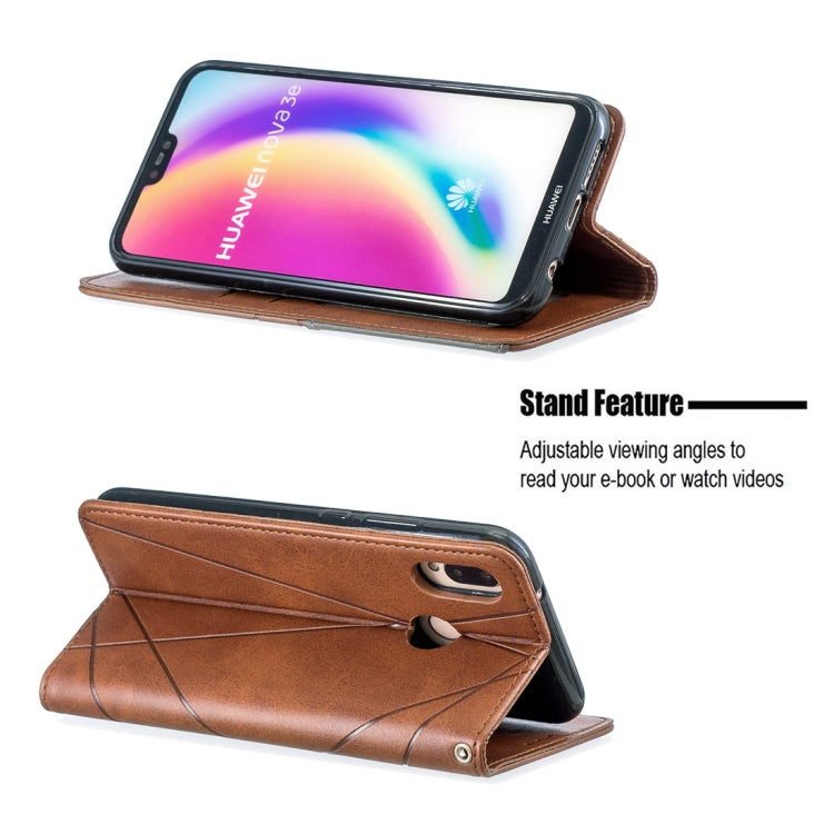Rhombus Texture Horizontal Flip Magnetic Leather Case with Holder & Card Slots For Huawei P20 lite / nova 3e