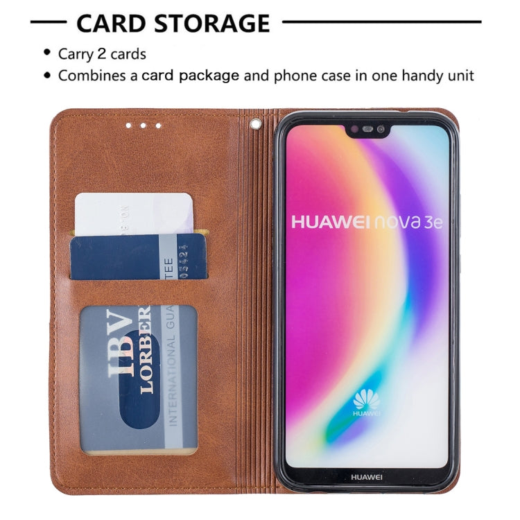 Rhombus Texture Horizontal Flip Magnetic Leather Case with Holder & Card Slots For Huawei P20 lite / nova 3e