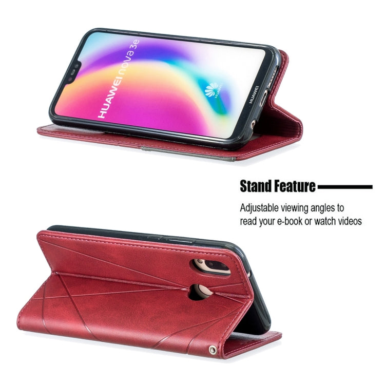 Rhombus Texture Horizontal Flip Magnetic Leather Case with Holder & Card Slots For Huawei P20 lite / nova 3e
