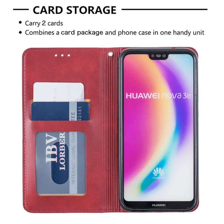 Rhombus Texture Horizontal Flip Magnetic Leather Case with Holder & Card Slots For Huawei P20 lite / nova 3e