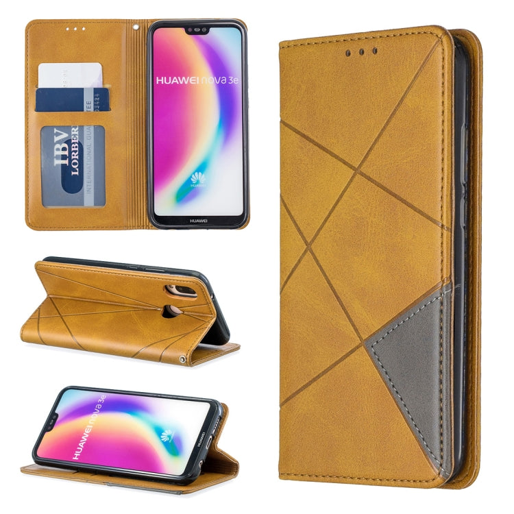 Rhombus Texture Horizontal Flip Magnetic Leather Case with Holder & Card Slots For Huawei P20 lite / nova 3e