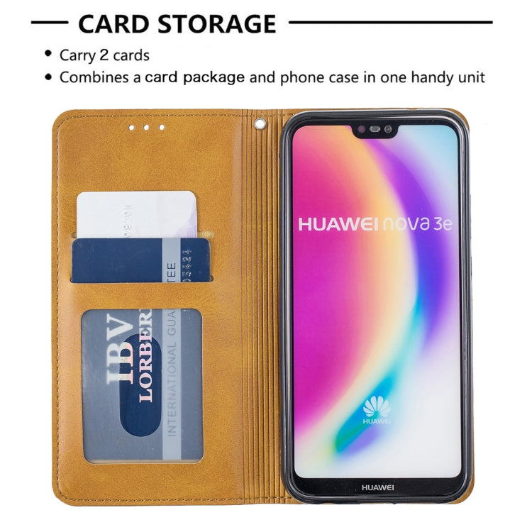 Rhombus Texture Horizontal Flip Magnetic Leather Case with Holder & Card Slots For Huawei P20 lite / nova 3e