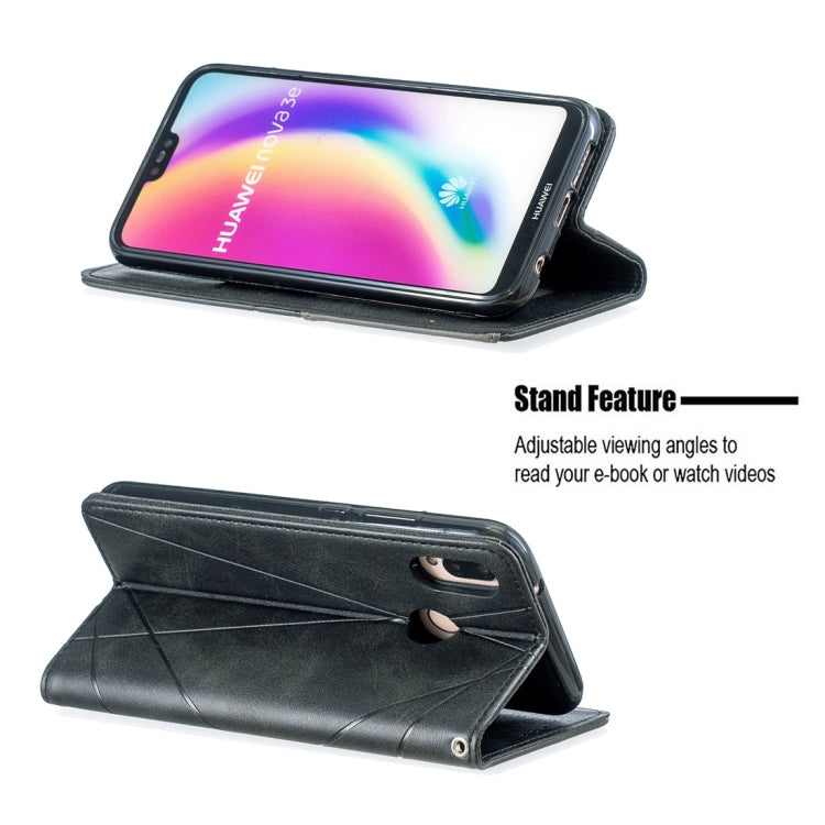 Rhombus Texture Horizontal Flip Magnetic Leather Case with Holder & Card Slots For Huawei P20 lite / nova 3e