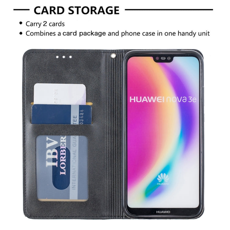 Rhombus Texture Horizontal Flip Magnetic Leather Case with Holder & Card Slots For Huawei P20 lite / nova 3e