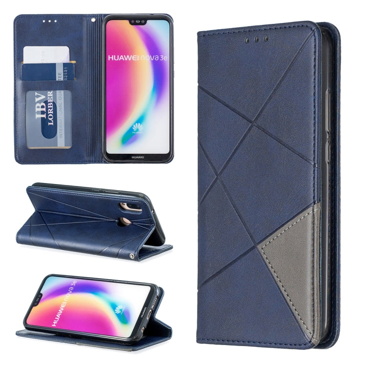 Rhombus Texture Horizontal Flip Magnetic Leather Case with Holder & Card Slots For Huawei P20 lite / nova 3e