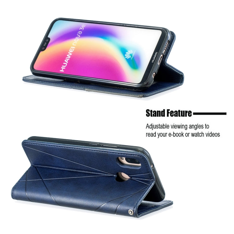 Rhombus Texture Horizontal Flip Magnetic Leather Case with Holder & Card Slots For Huawei P20 lite / nova 3e