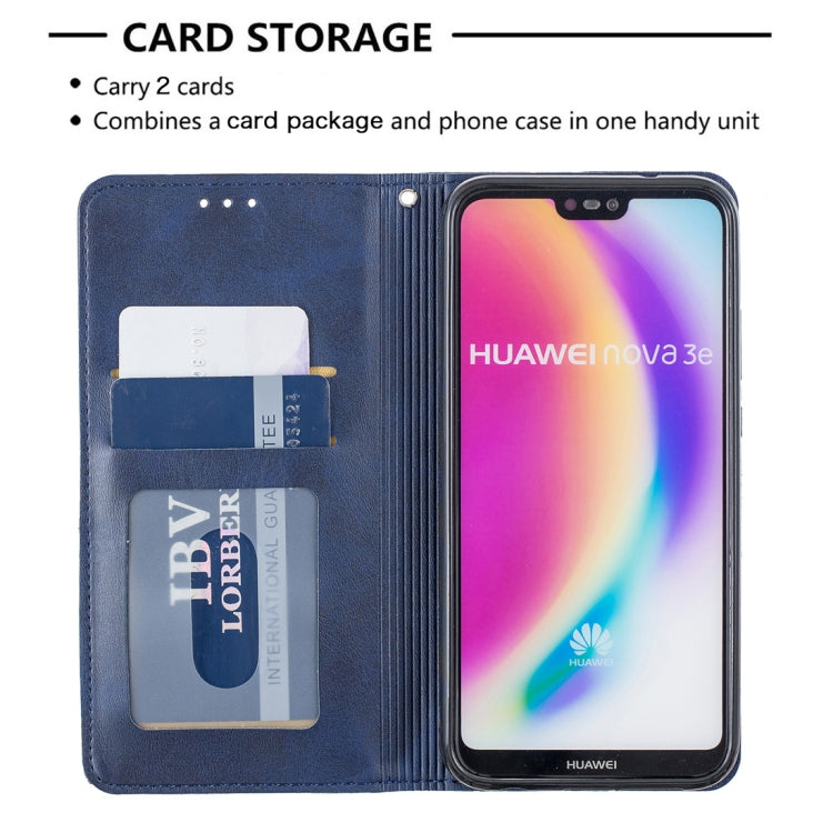 Rhombus Texture Horizontal Flip Magnetic Leather Case with Holder & Card Slots For Huawei P20 lite / nova 3e