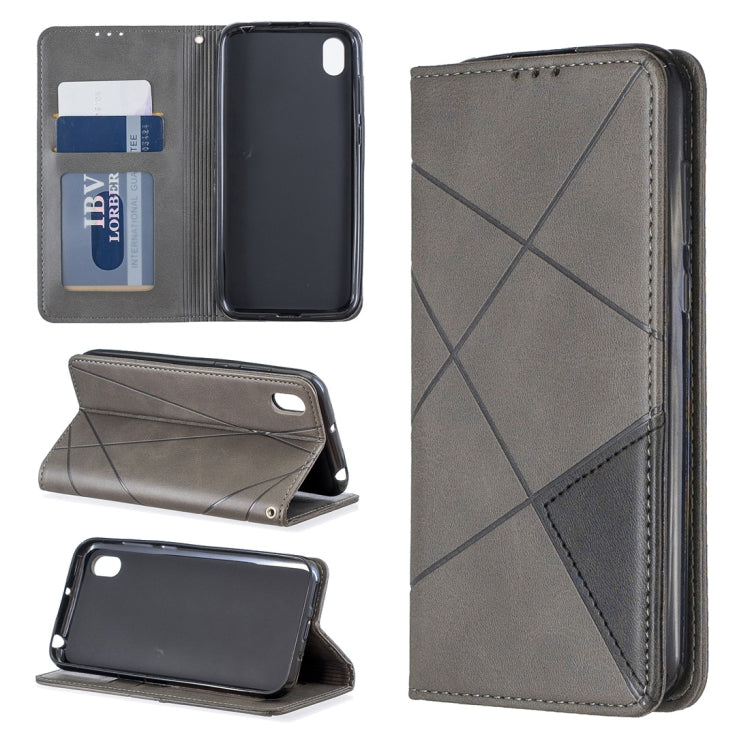 Rhombus Texture Horizontal Flip Magnetic Leather Case with Holder & Card Slots For Huawei Y5 (2019) / Honor 8S